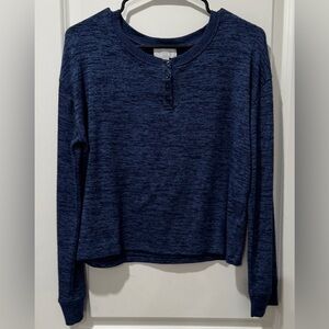GAP Navy Buttoned Henley Top